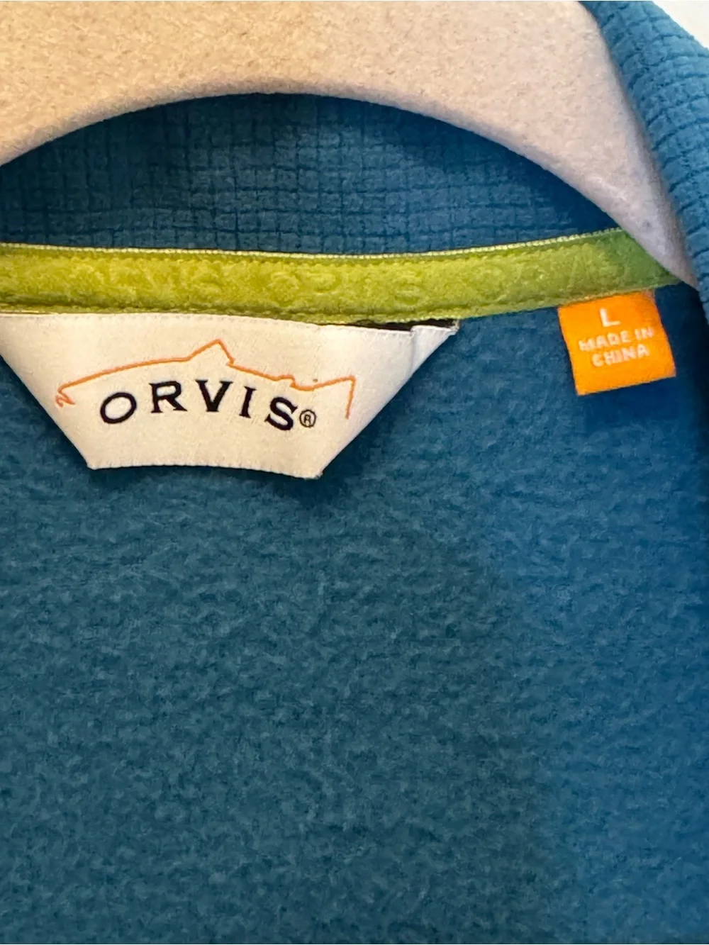 ORVIS Teal Lime Full Zip Lightweight Vest Outdoors Hiking Camping Layering Pc L